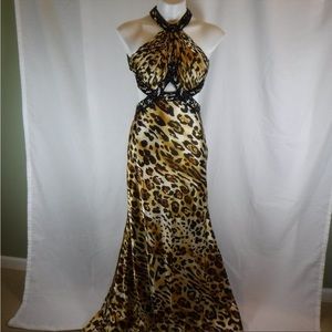 Camille la Vie leopard print prom dress